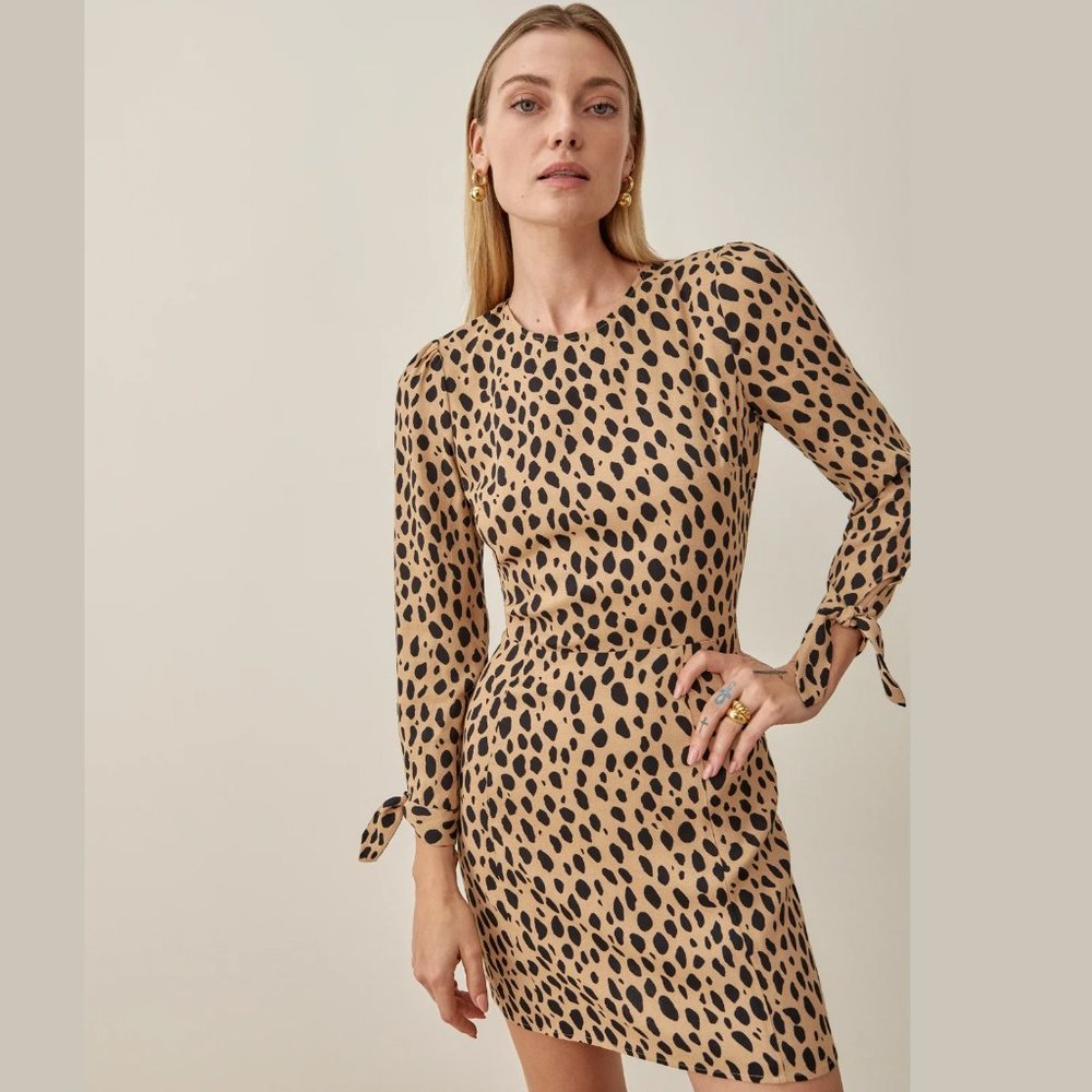 Reformation Reuben Leopard Dress